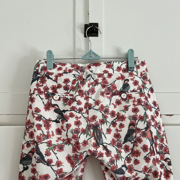 Desigual Wyoming Floral Bird Print Pants Size 4 Boho Quirky High Rise - Picture 6 of 8